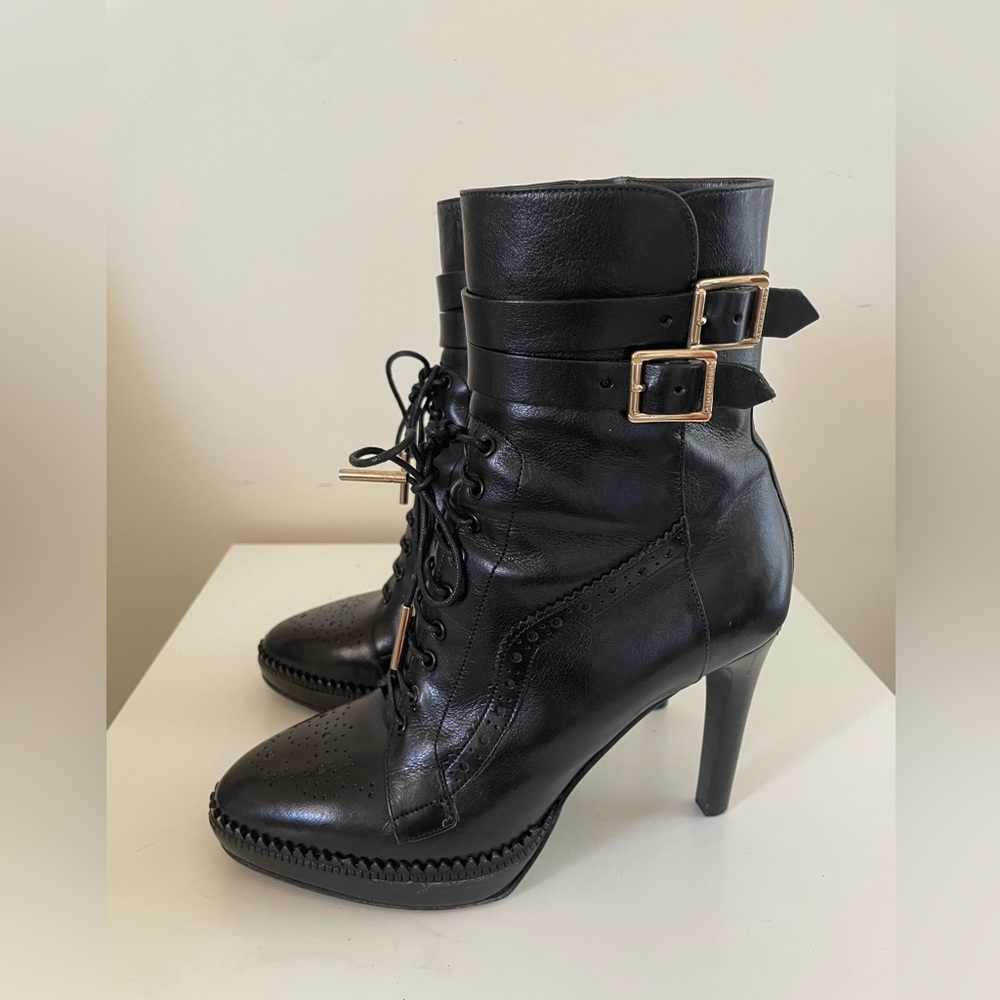 Burberry Black Stiletto Heeled Boots with Lace-Up Design size EU 36 - Picture 4 of 10